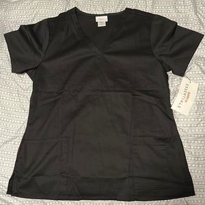 Barco Essentials Black V-neck Scrub Top